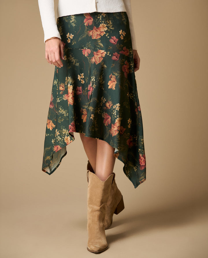 Falda midi estampado floral - Verde 34_649H002_VER195408_0
