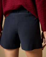 Short con pliegues frontales tiro alto - Azul