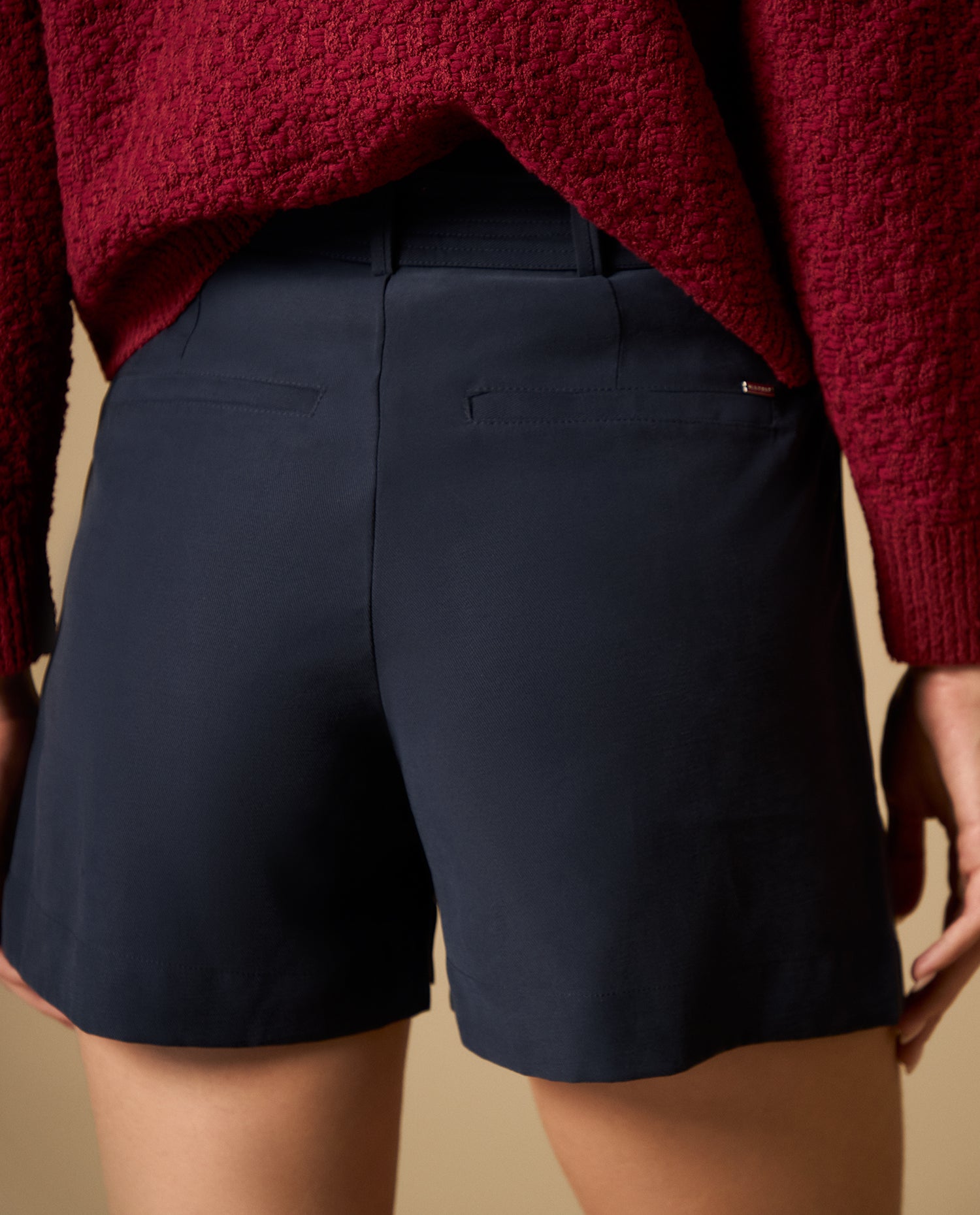 Short con pliegues frontales tiro alto - Azul