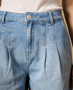 Short con pliegues silueta cómoda - Azul