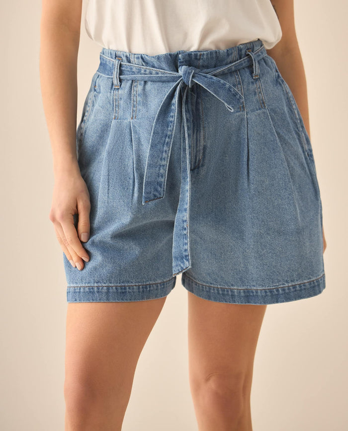 Bermuda en denim con pinzas para mujer  - Azul 34_653G000_AZU193933_3