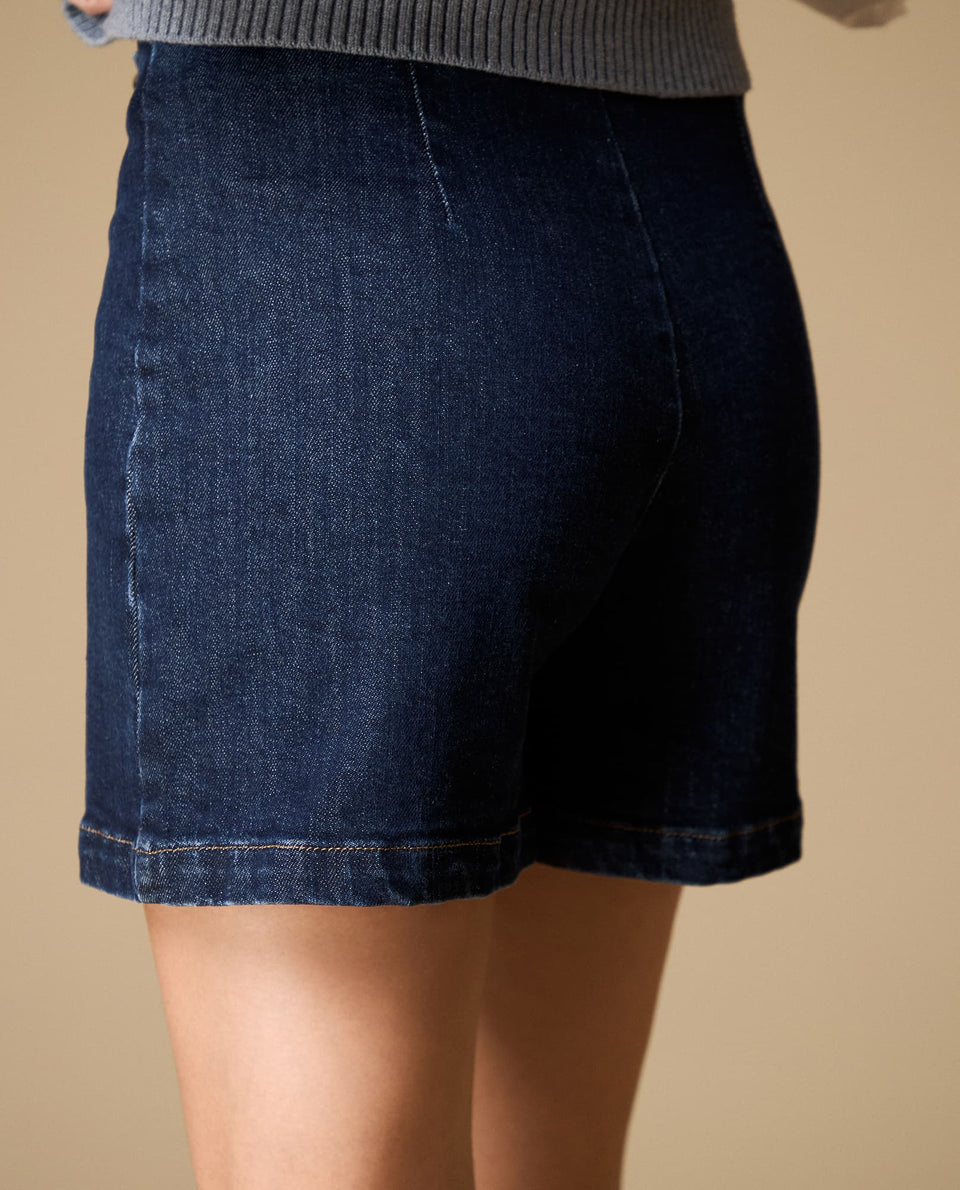 Shorts tiro alto algodón elástico - Azul 34_659H001_AZU193933_5