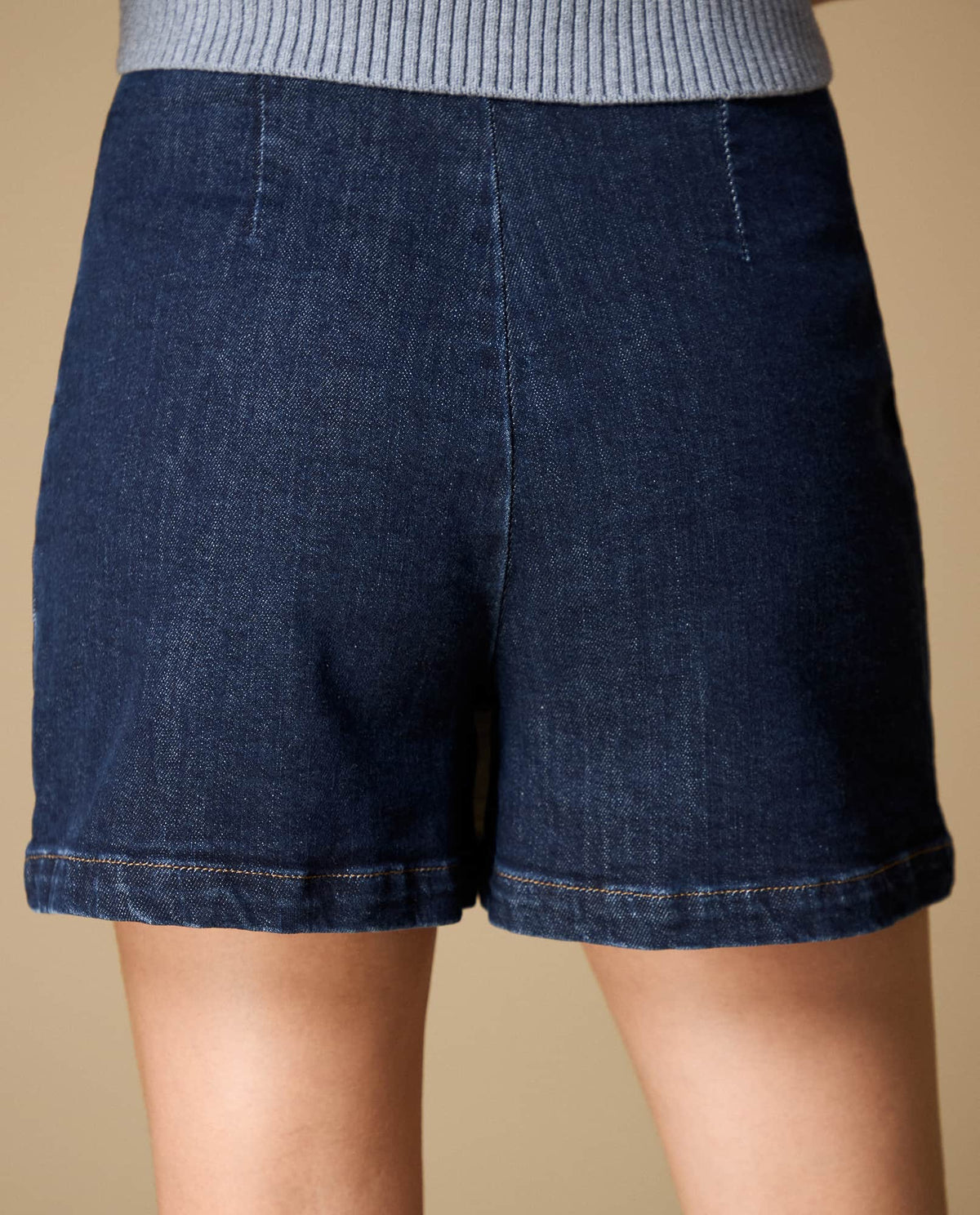 Shorts tiro alto algodón elástico - Azul 34_659H001_AZU193933_6