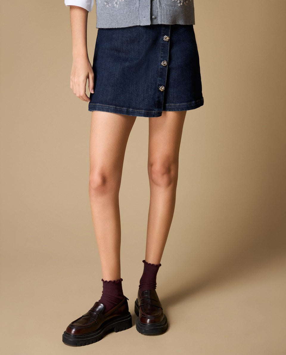 Shorts tiro alto algodón elástico - Azul 34_659H001_AZU193933_7