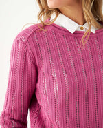 Buzo tejido de cuello redondo para mujer - Rosa