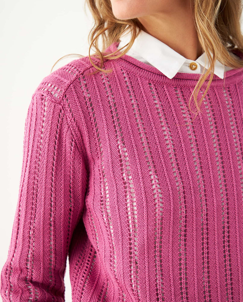 Buzo tejido de cuello redondo para mujer - Rosa 34_661F104_ROS162126_4
