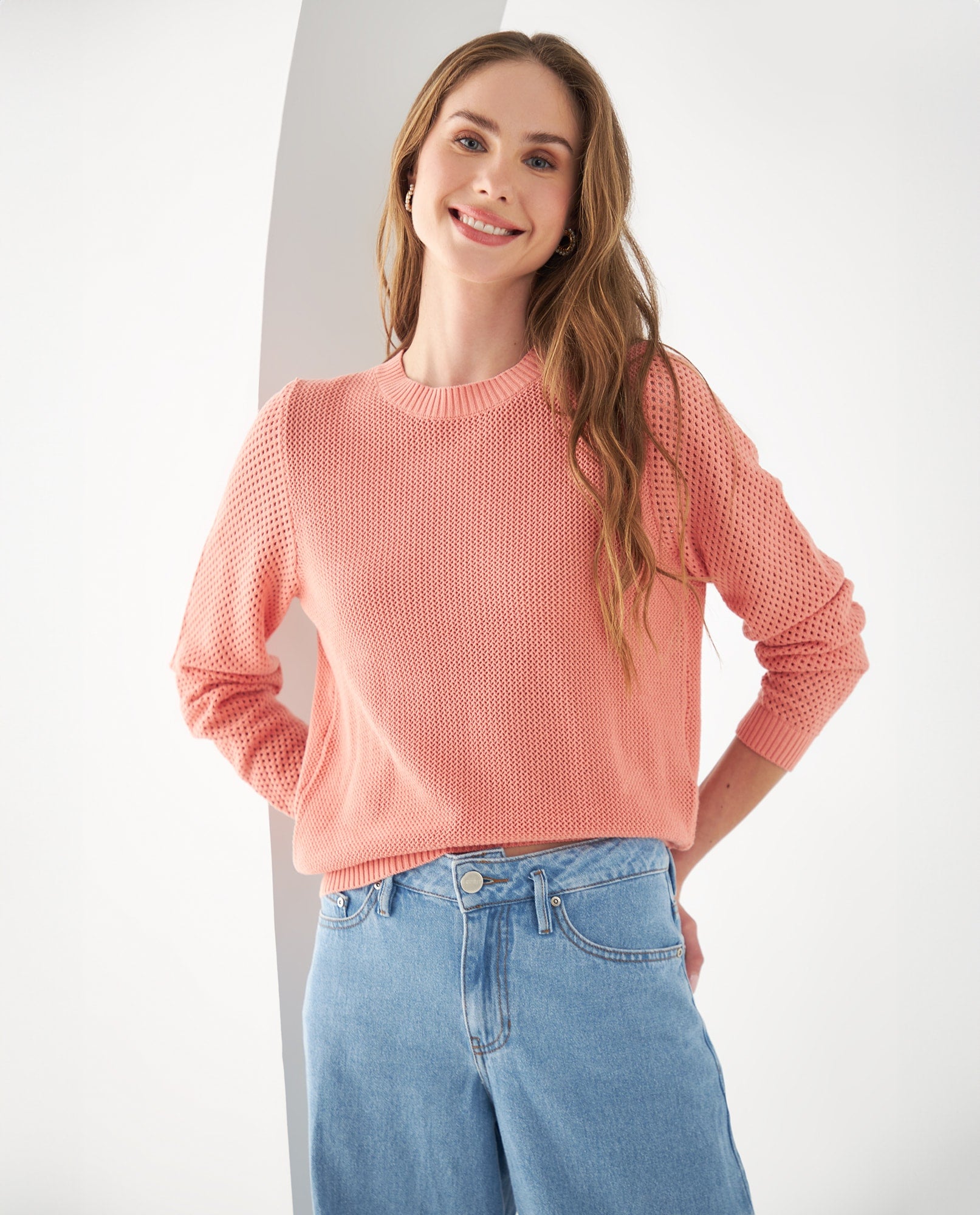 Buzo tejido clásico para mujer - Rosa 34_661F200_ROS112511_0