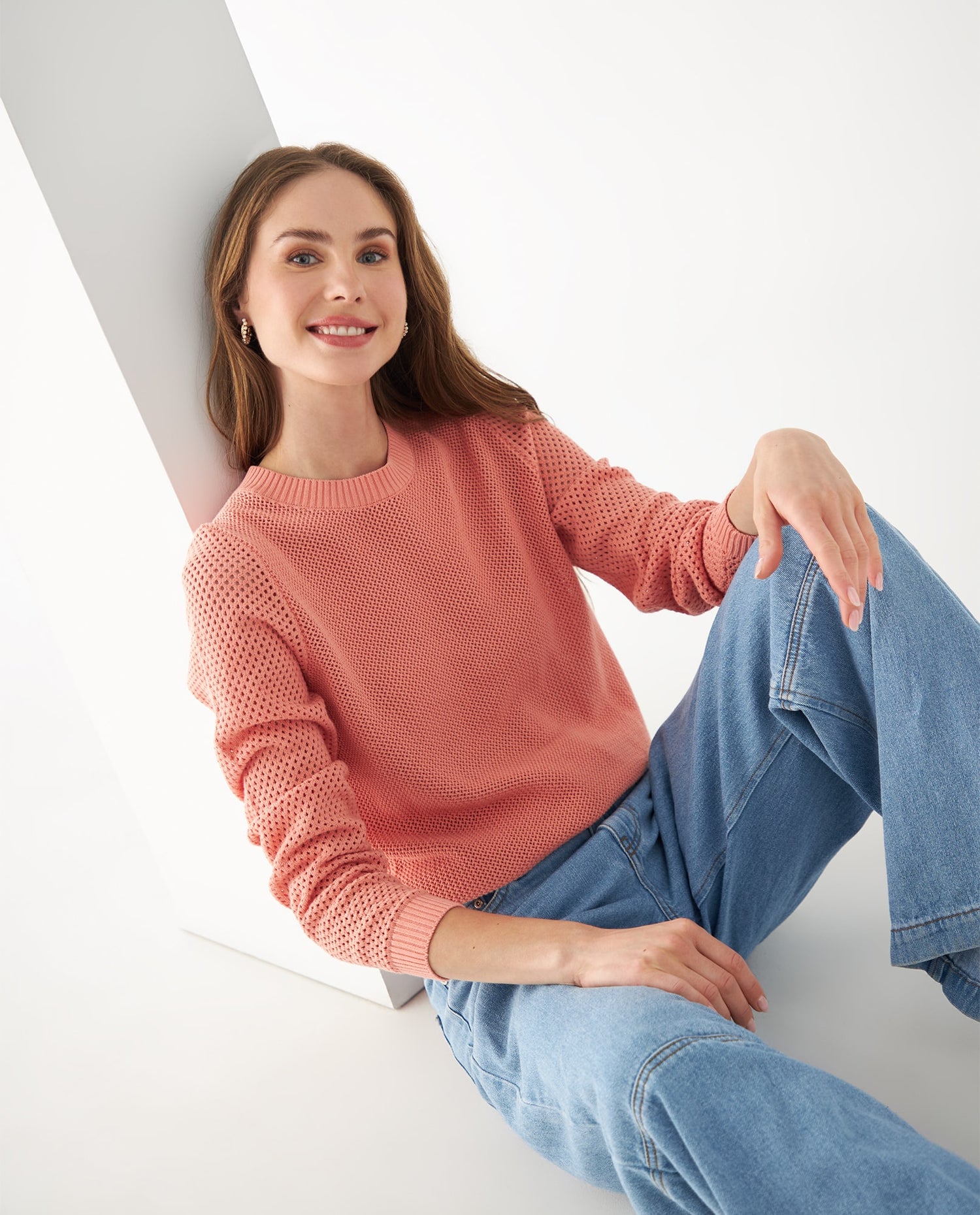 Buzo tejido clásico para mujer - Rosa