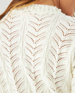 Suéter tejido con perlas para mujer - Crudo