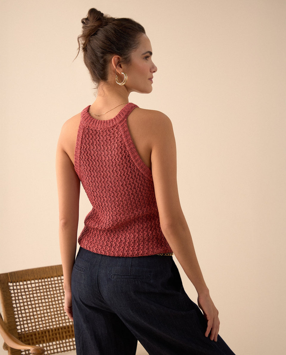 Camisa tejida manga sisa para mujer - Rojo 34_661G205_ROJ171563_4