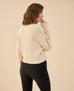 Buzo tejido de diseño cerrado para mujer - Crudo