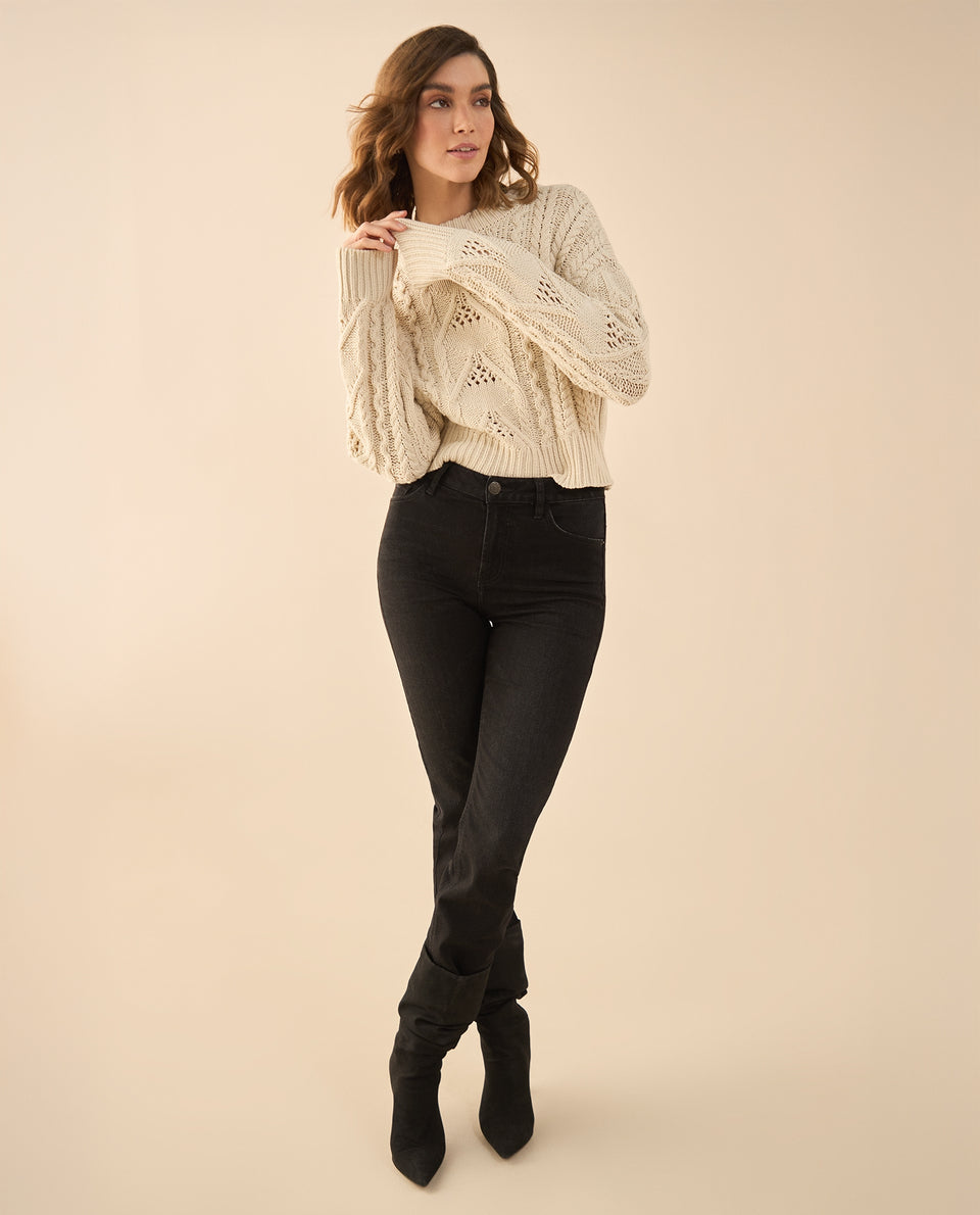 Buzo tejido de diseño cerrado para mujer - Crudo 34_661G208_CRU110110_7