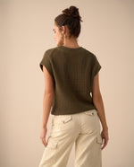 Chaleco tejido de diseño cerrado para mujer - Verde 34_661G211_VER145706_4