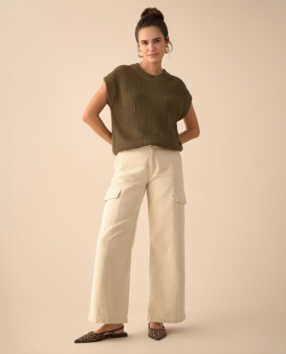 Chaleco tejido de diseño cerrado para mujer - Verde 34_661G211_VER145706_5