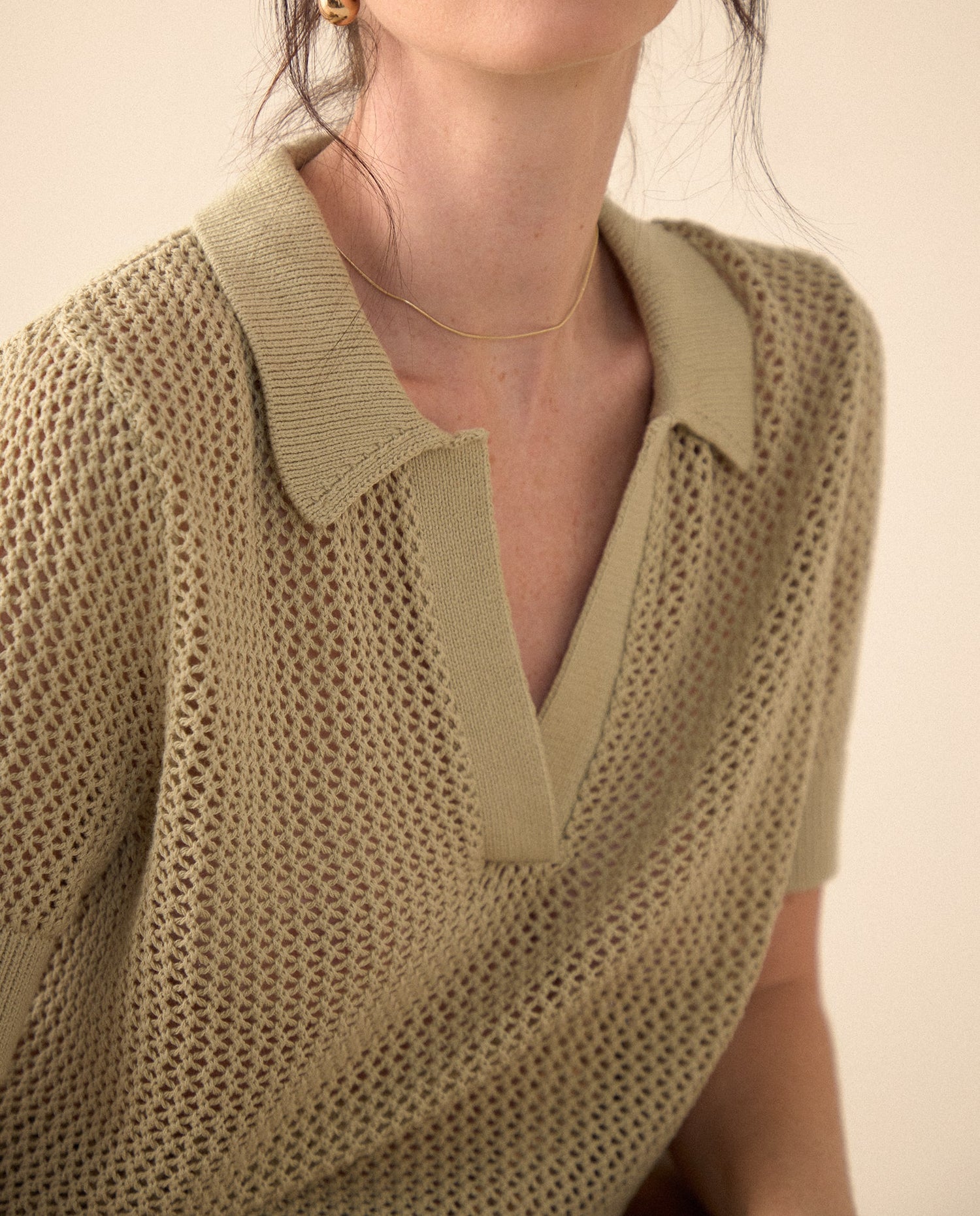 Camisa de manga corta con volumen para mujer - Verde