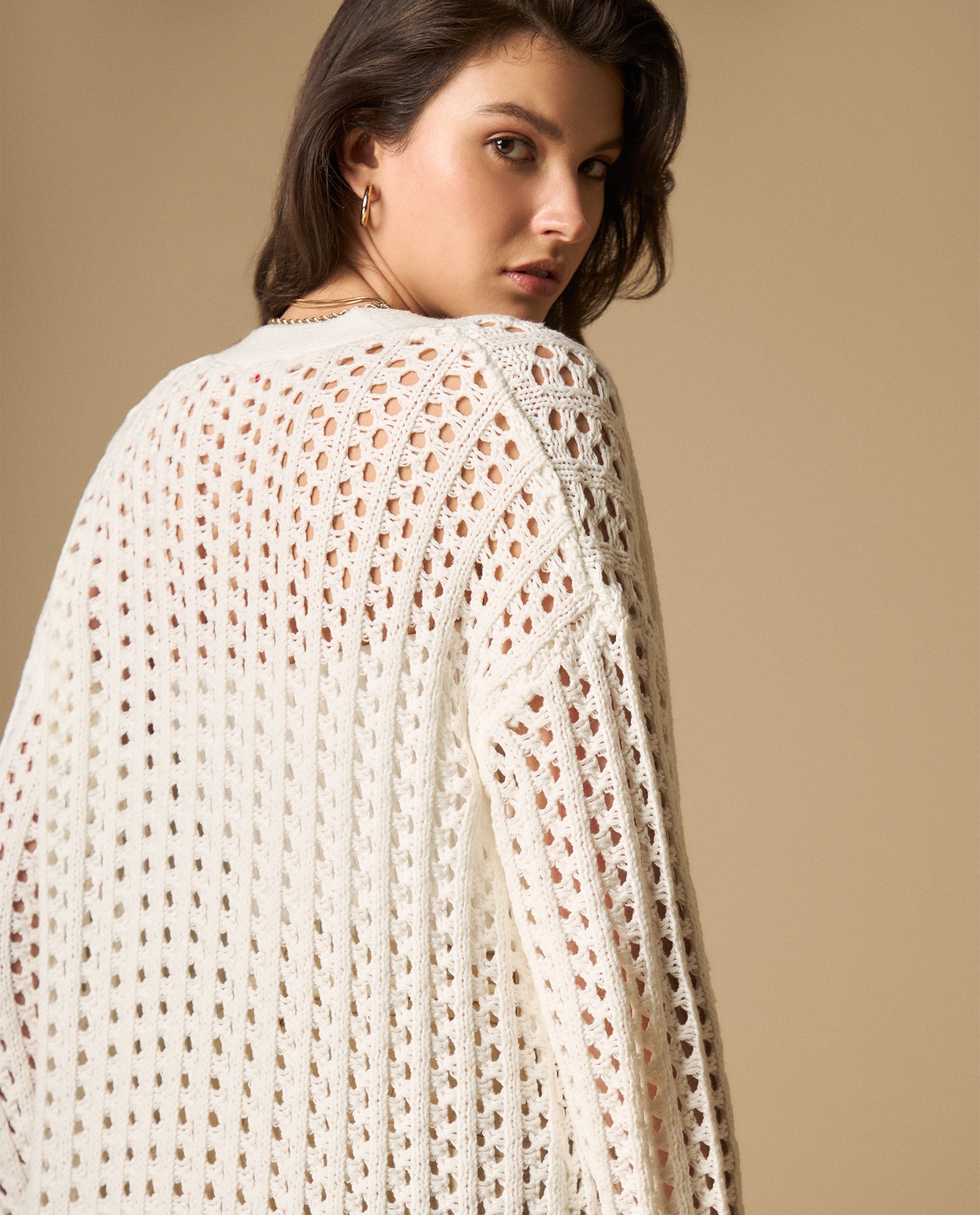 Cardigan tejido manga larga cuello redondo - Crudo 34_661H209_CRU111001_6