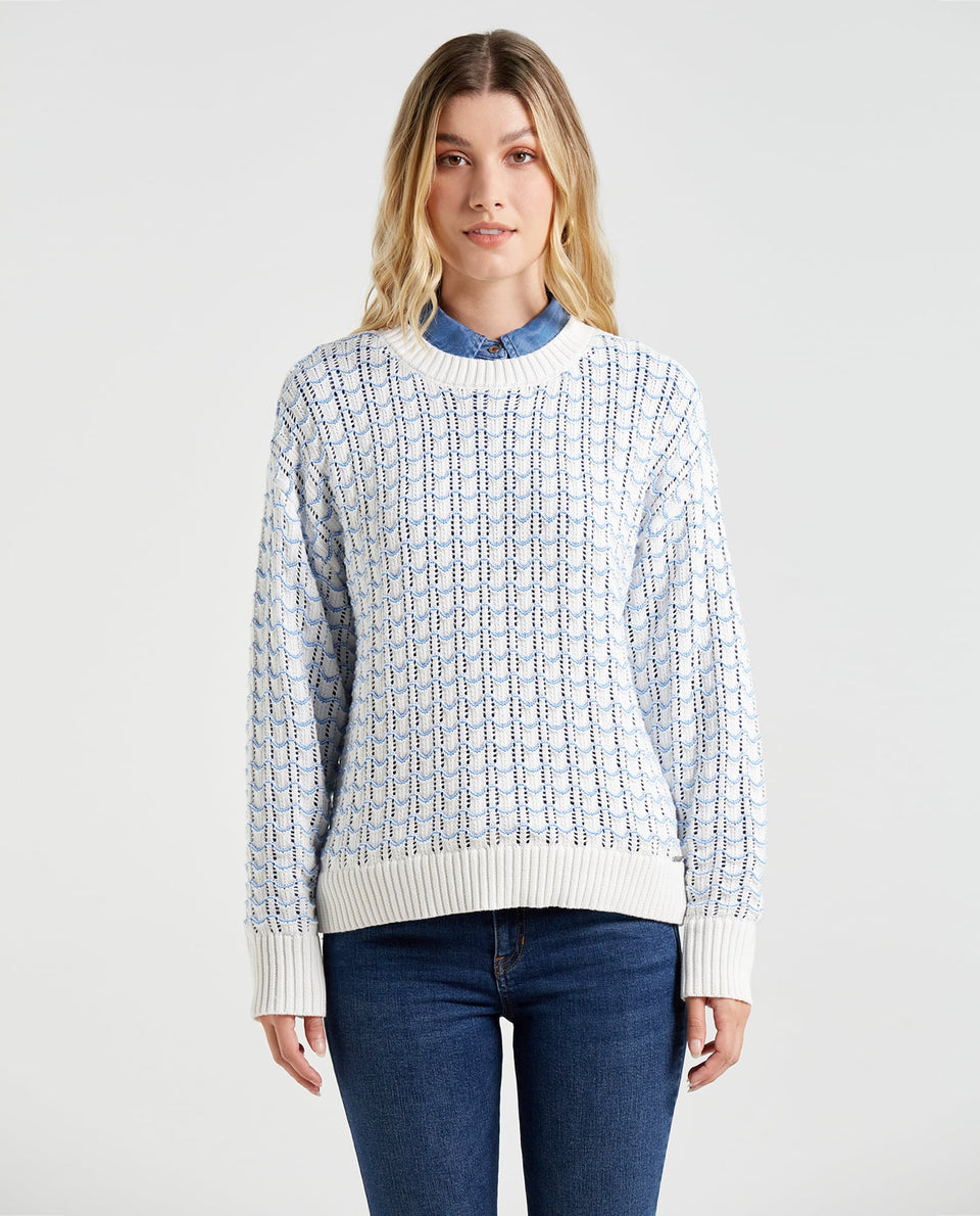Suéter tejido desagujado para mujer - Crudo 34_662E204_A00948_3