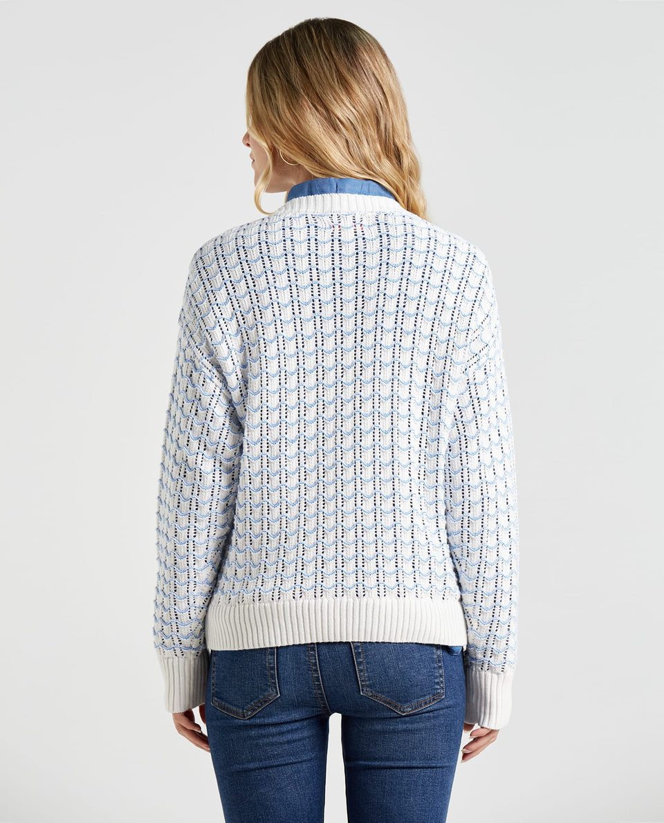 Suéter tejido desagujado para mujer - Crudo 34_662E204_A00948_5
