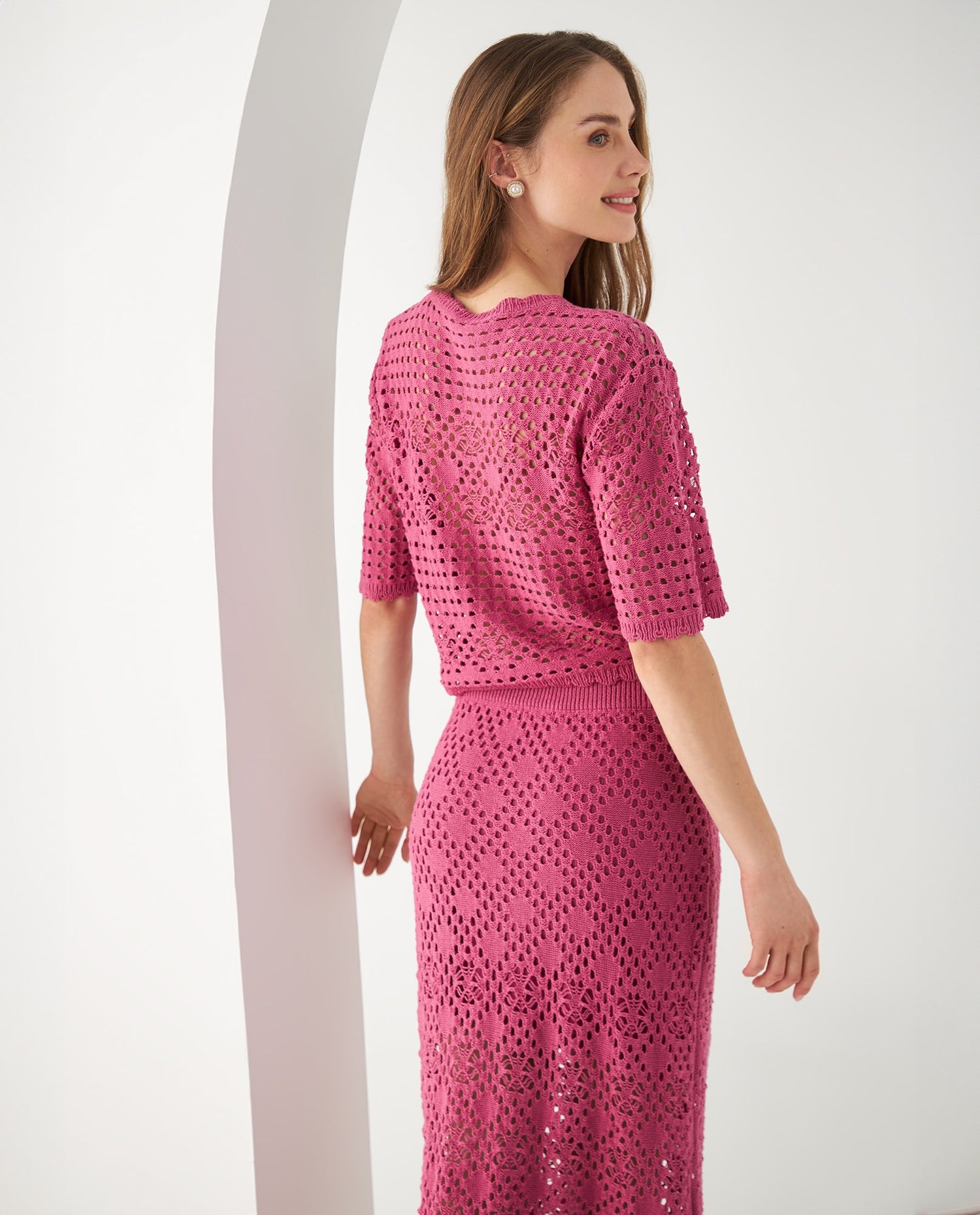 Camiseta de tejido amplio para mujer - Rosa