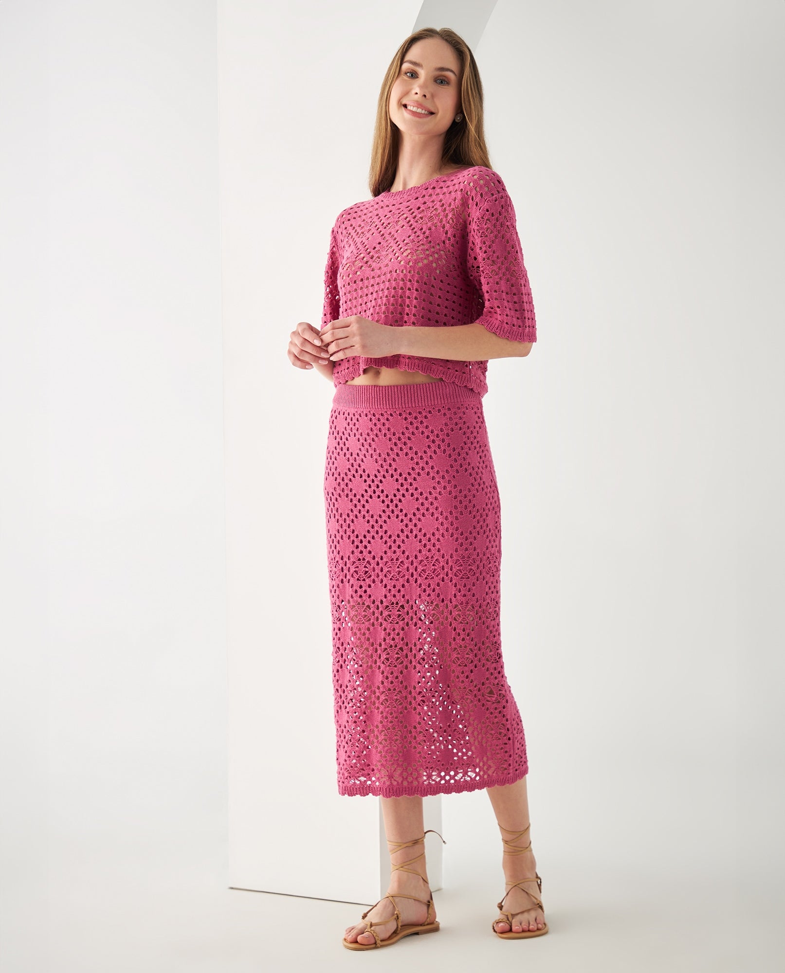 Camiseta de tejido amplio para mujer - Rosa 34_662F202_ROS152214_5