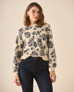 Suéter tejido con detalles de flores para mujer - Beige 34_662G120_BEI171022_4