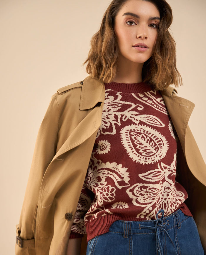Buzo con diseños tejidos para mujer - Rojo 34_662G125_ROJ191617_0
