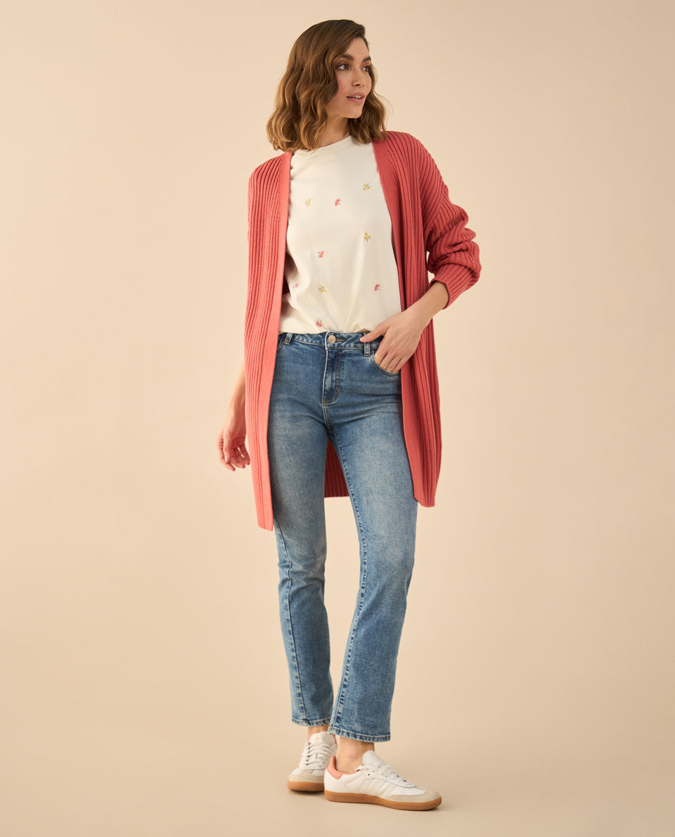 Cárdigan tejido de diseño abierto para mujer - Rosa 34_662G200_ROS171644_7
