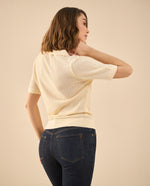 Camisa tejida tipo polo para mujer - Crudo