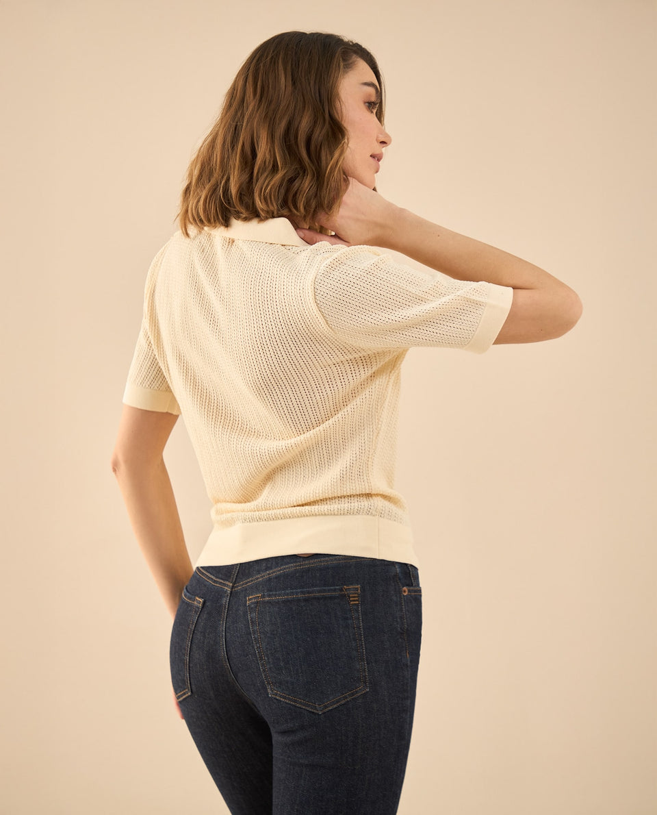 Camisa tejida tipo polo para mujer - Crudo 34_662G201_CRU110105_4