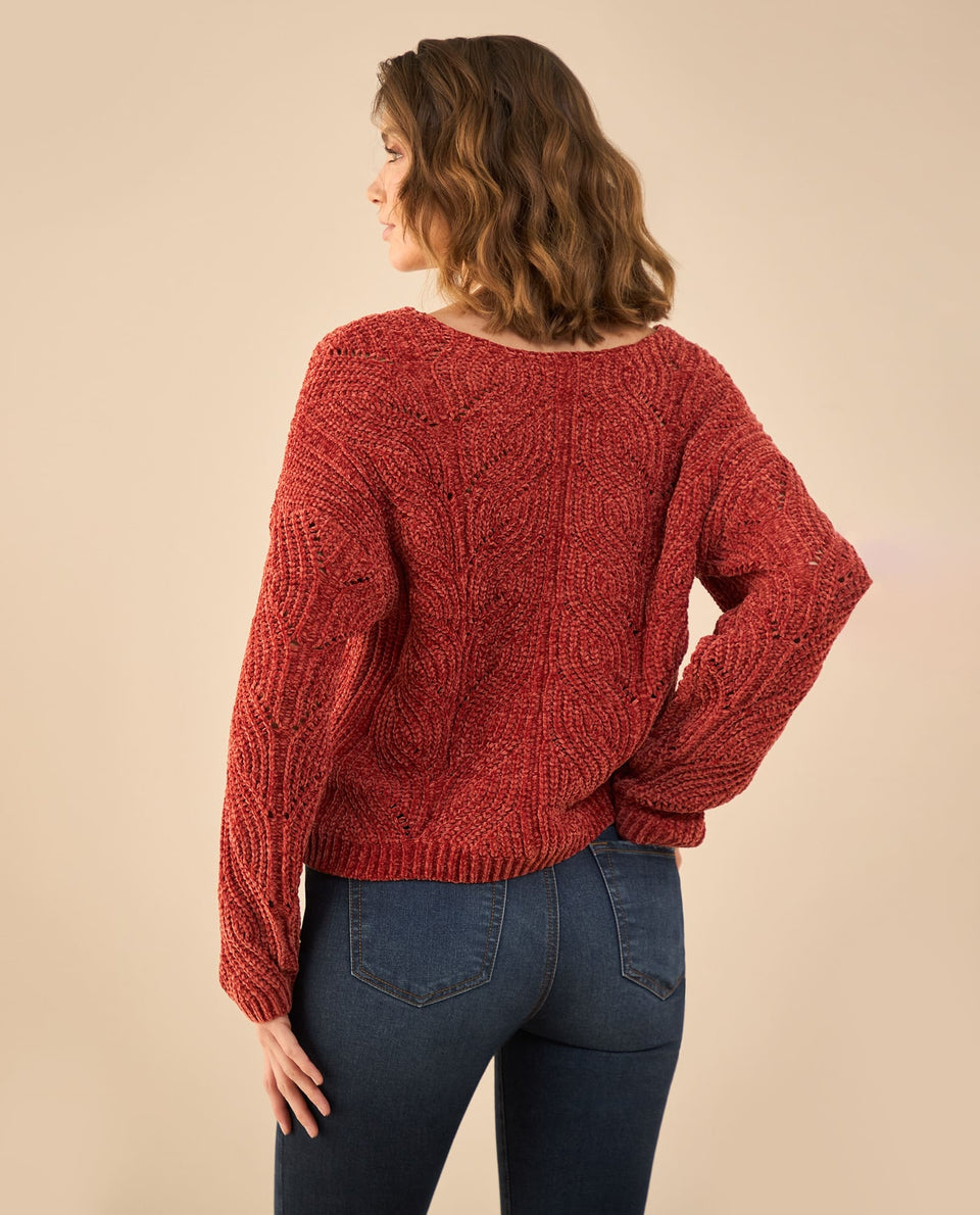 Buzo tejido con escote en V para mujer - Rojo 34_662G203_ROJ181444_4