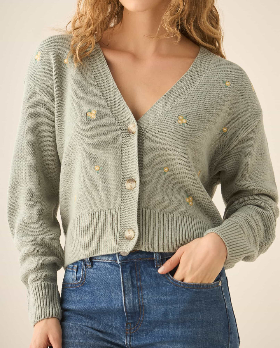 Suéter tejido con detalles bordados para mujer  - Verde 34_662G205_VER114804_3