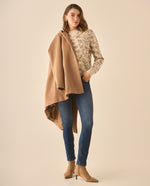 Suéter tejido de diseño cerrado para mujer - Beige
