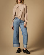 Suéter tejido con brillo sutil cuello redondo - Beige