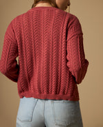 Suéter tejido con textura y cuello media perilla - Rojo