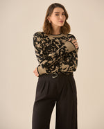 Tejido cuello redondo para mujer  - Negro