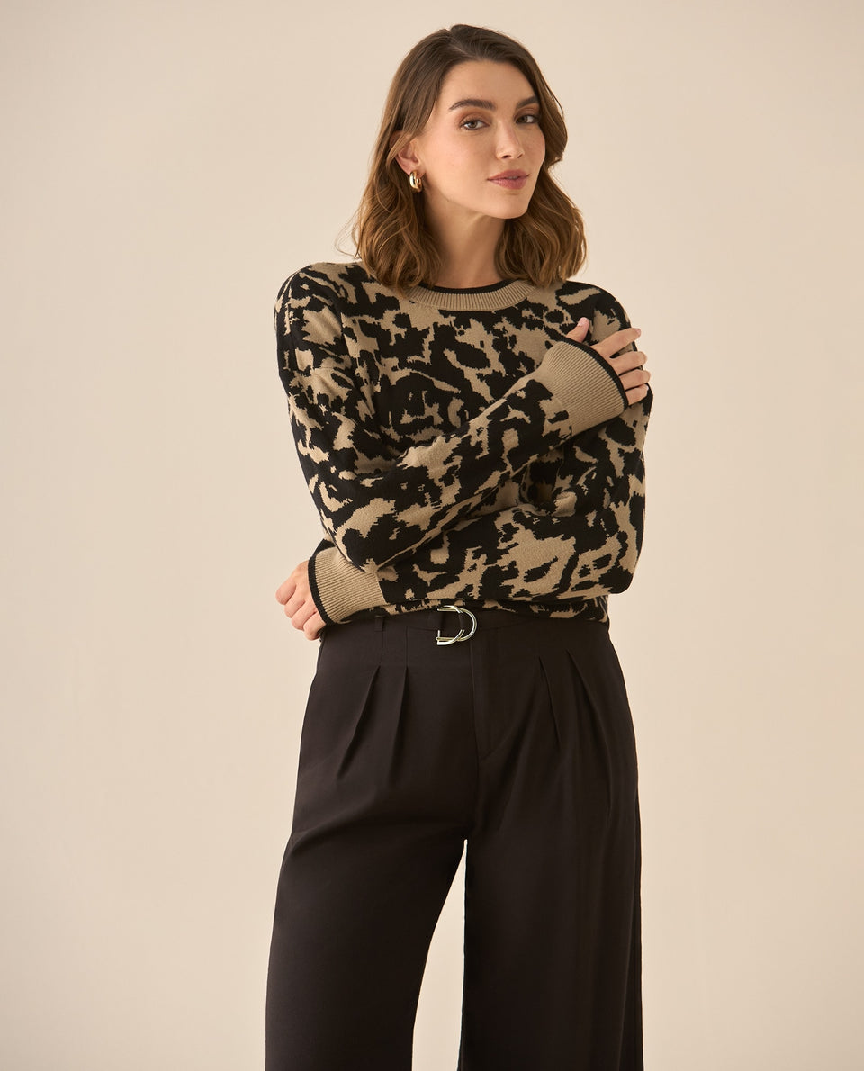 Tejido cuello redondo para mujer  - Negro 34_663G200_NEG194004_5