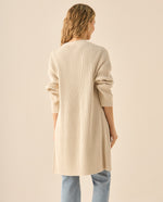 Cárdigan tejido de diseño abierto para mujer - Beige