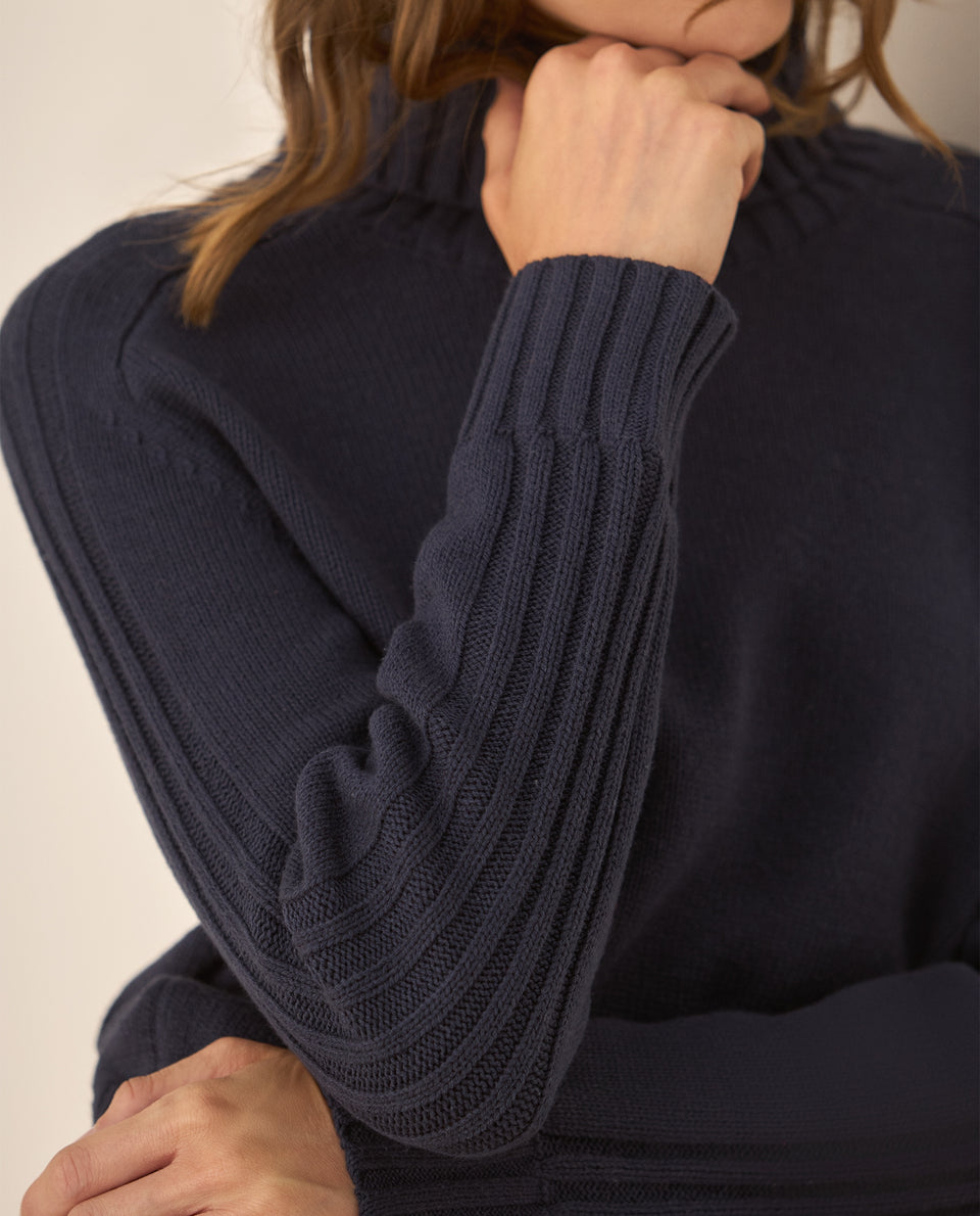 Buzo de cuello alto para mujer  - Azul 34_663G203_AZU184530_4