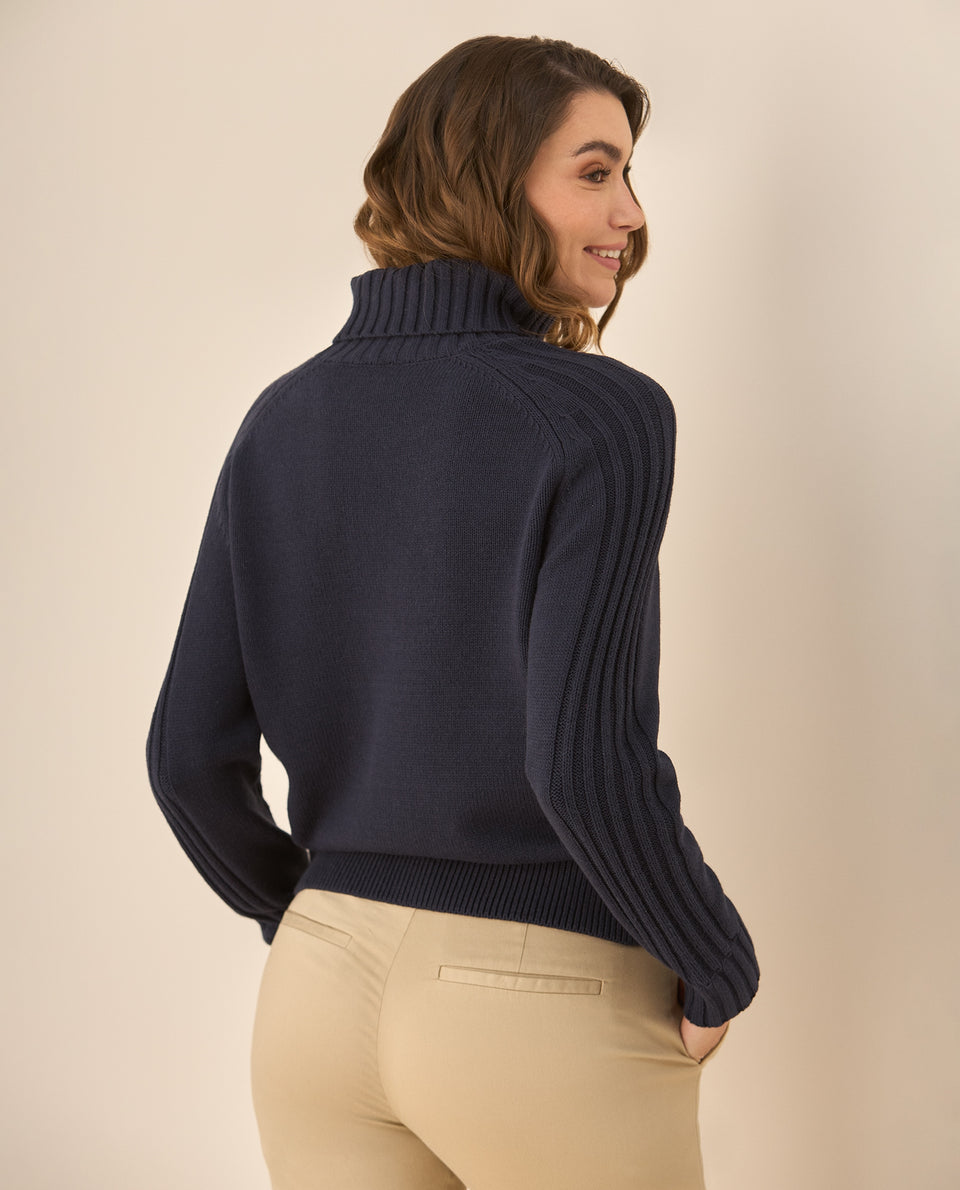 Buzo de cuello alto para mujer  - Azul 34_663G203_AZU184530_5