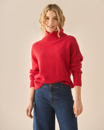 Buzo de cuello alto para mujer  - Rojo