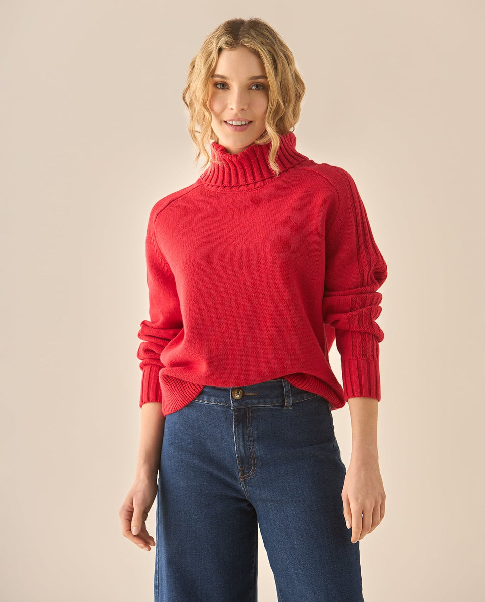 Buzo de cuello alto para mujer  - Rojo 34_663G203_ROJ181444_3