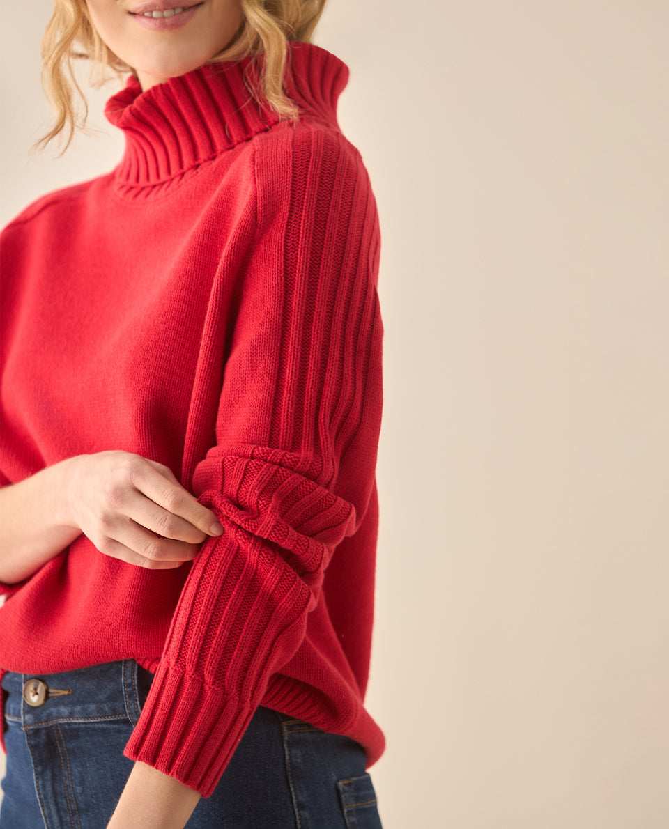 Buzo de cuello alto para mujer  - Rojo 34_663G203_ROJ181444_4