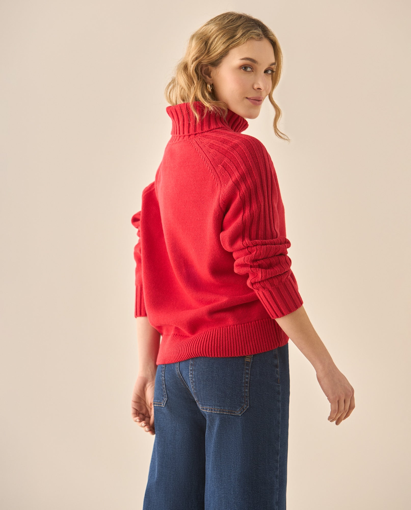 Buzo de cuello alto para mujer  - Rojo 34_663G203_ROJ181444_5