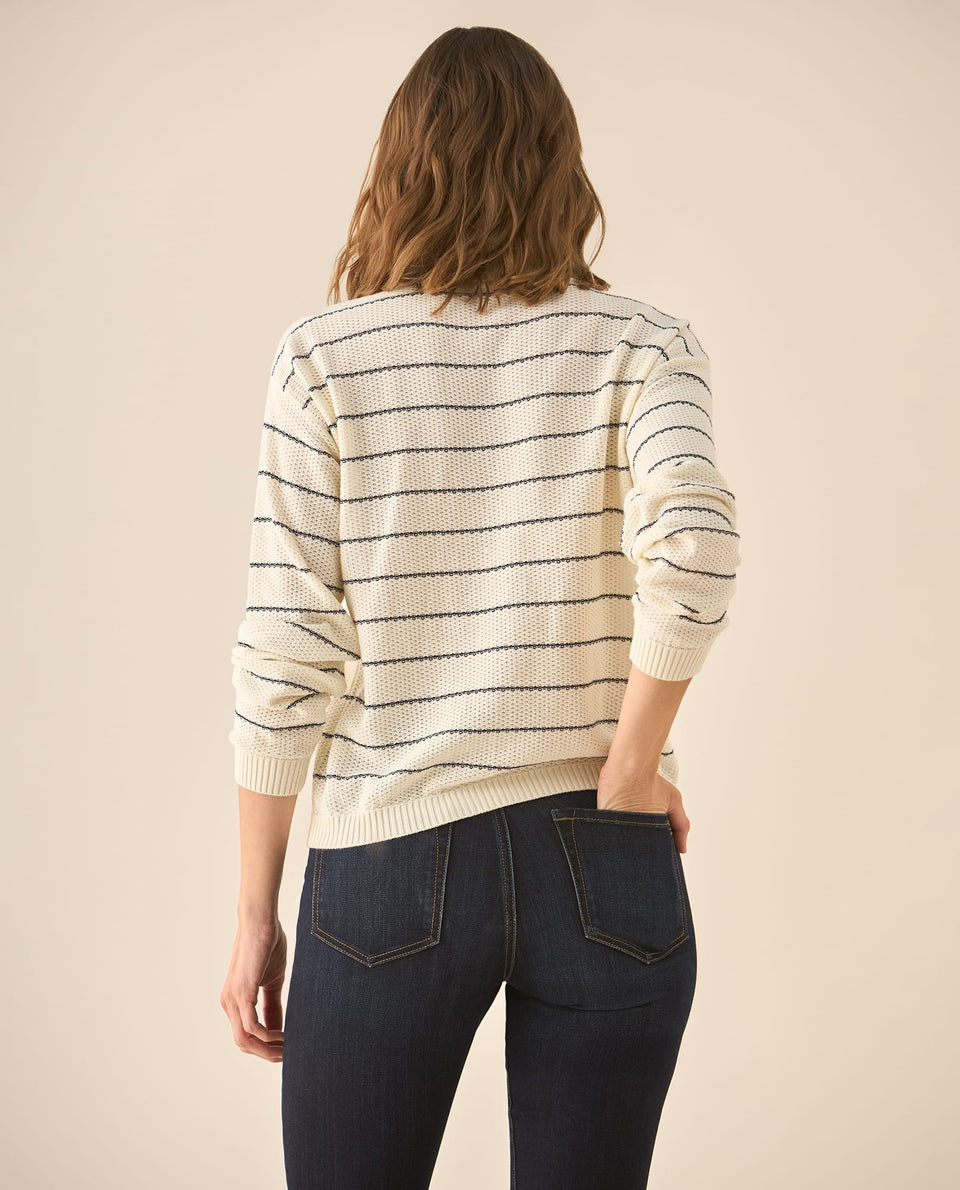 Suéter tejido cuello clásico para mujer - Crudo 34_663G208_CRU120703_4