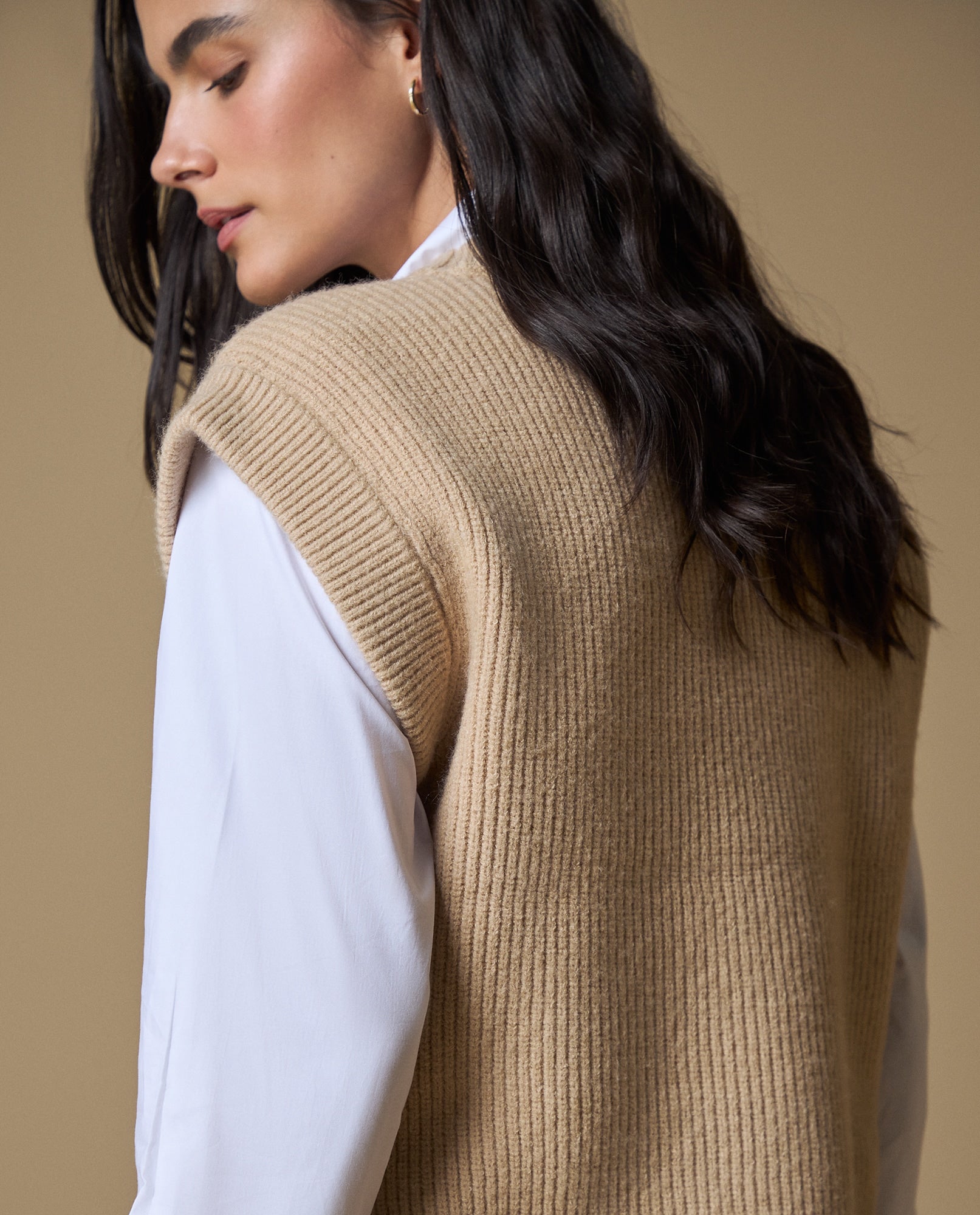 Chaleco tejido clásico manga sisa - Café 34_663H203_CAF171230_4