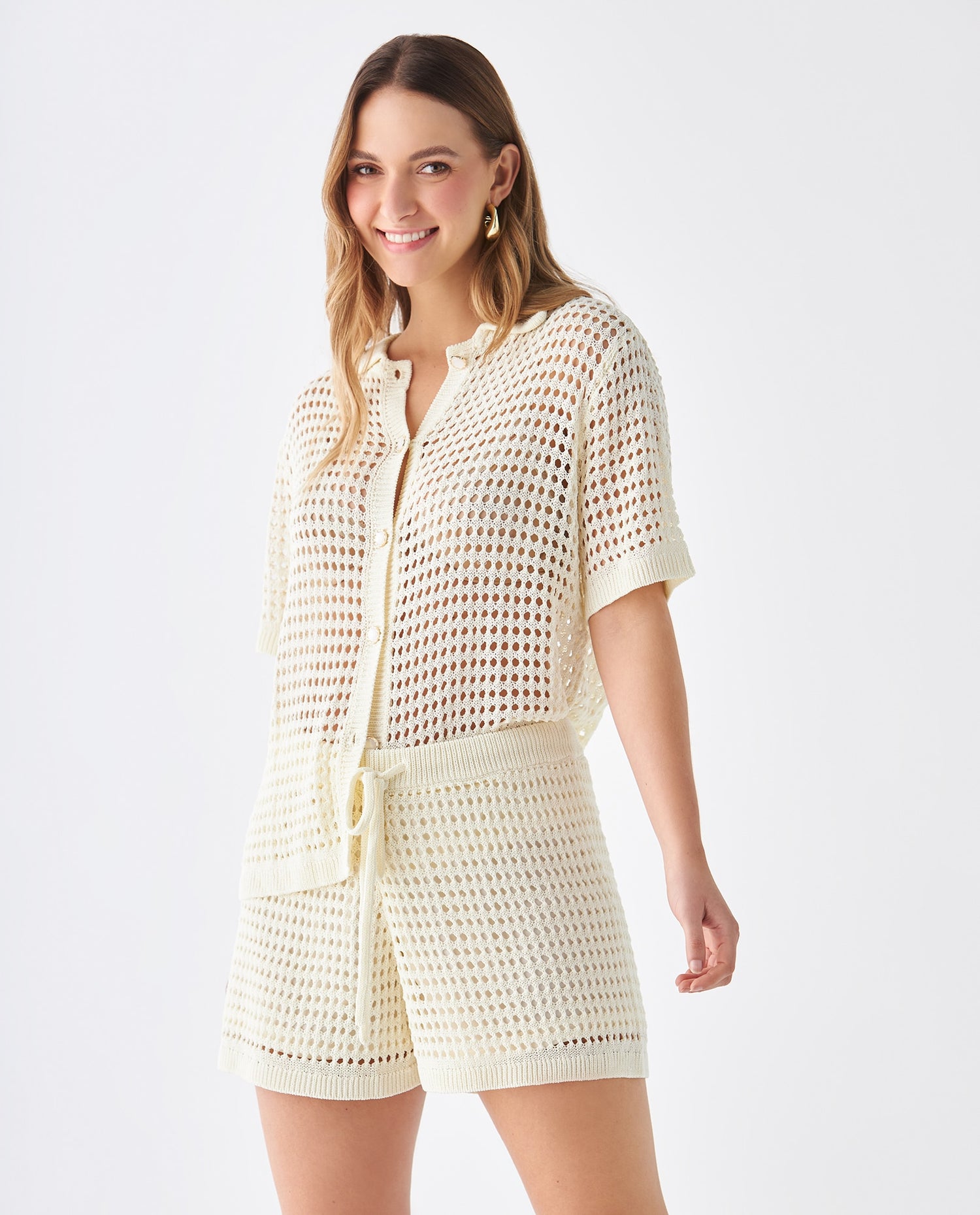Camisa de tejido amplio para mujer - Crudo