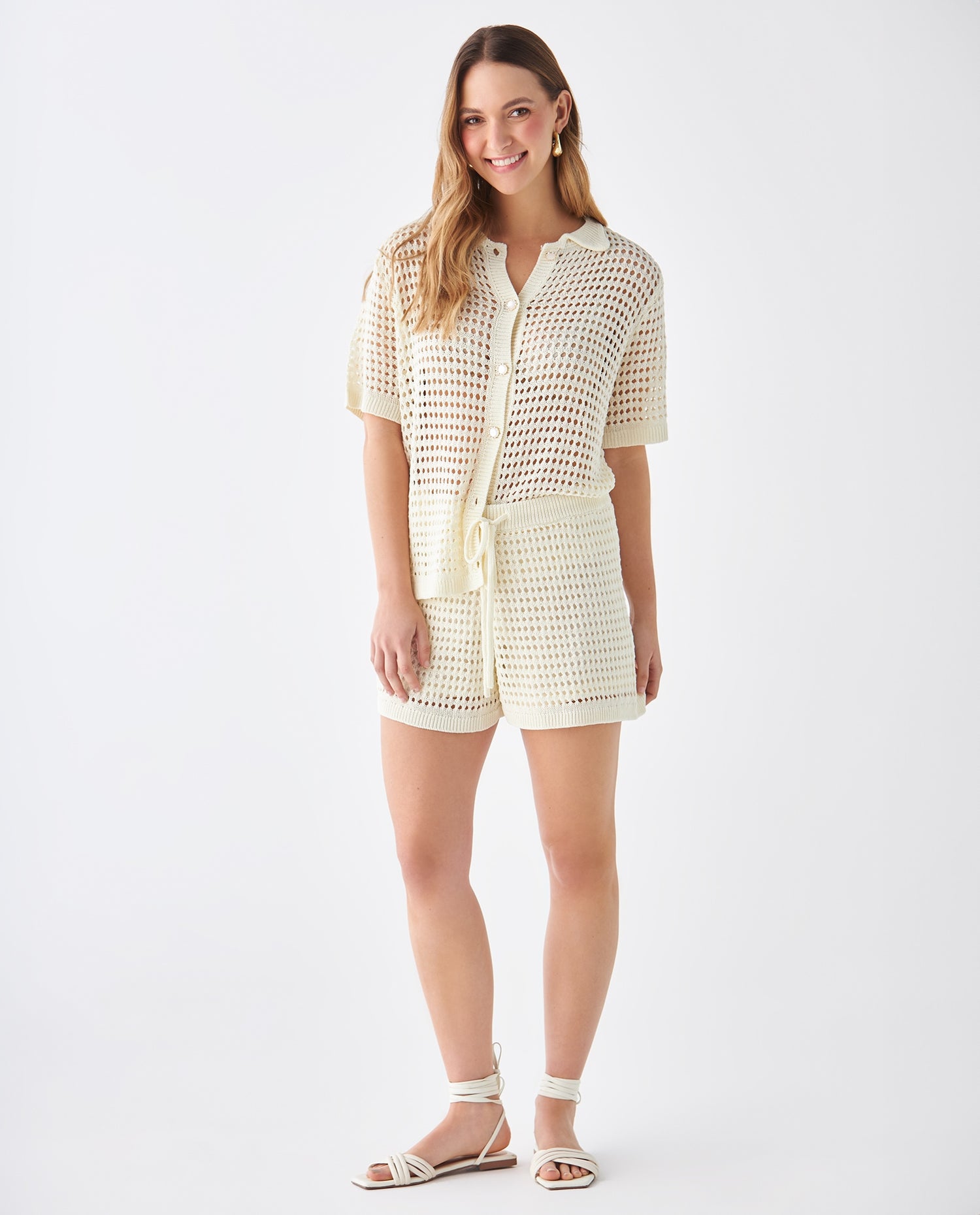 Camisa de tejido amplio para mujer - Crudo