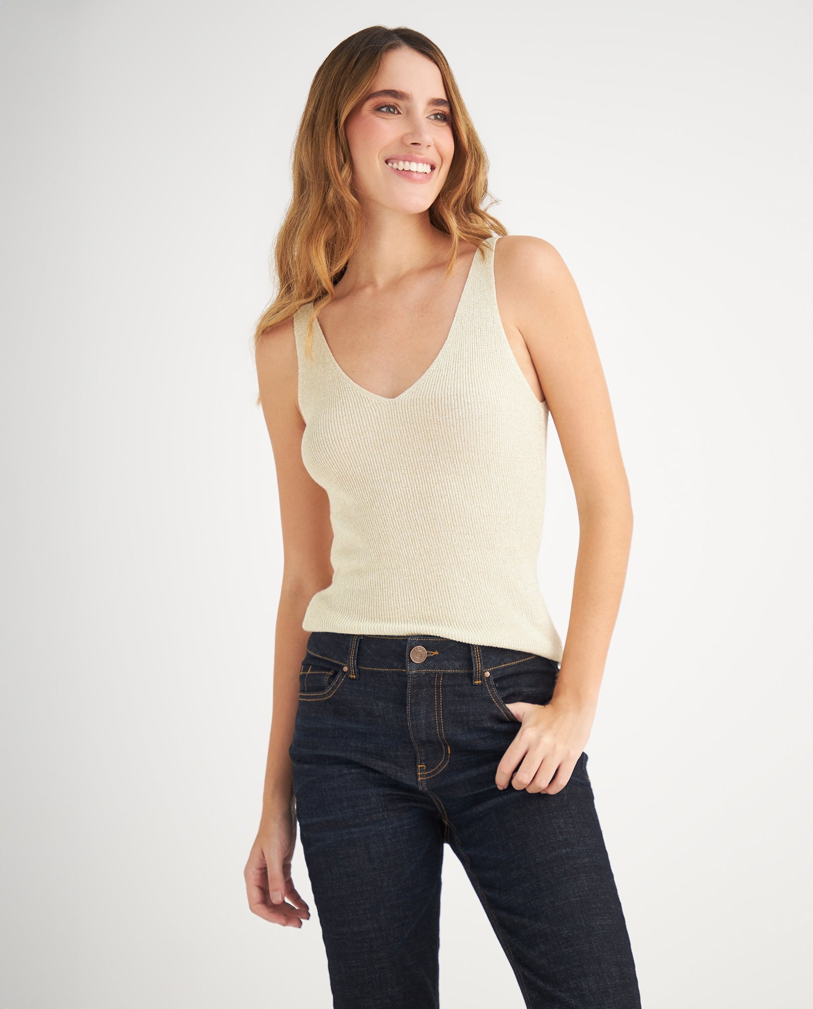 Camisa con escote en V para mujer - Amarillo 34_669F201_AMA140760_0
