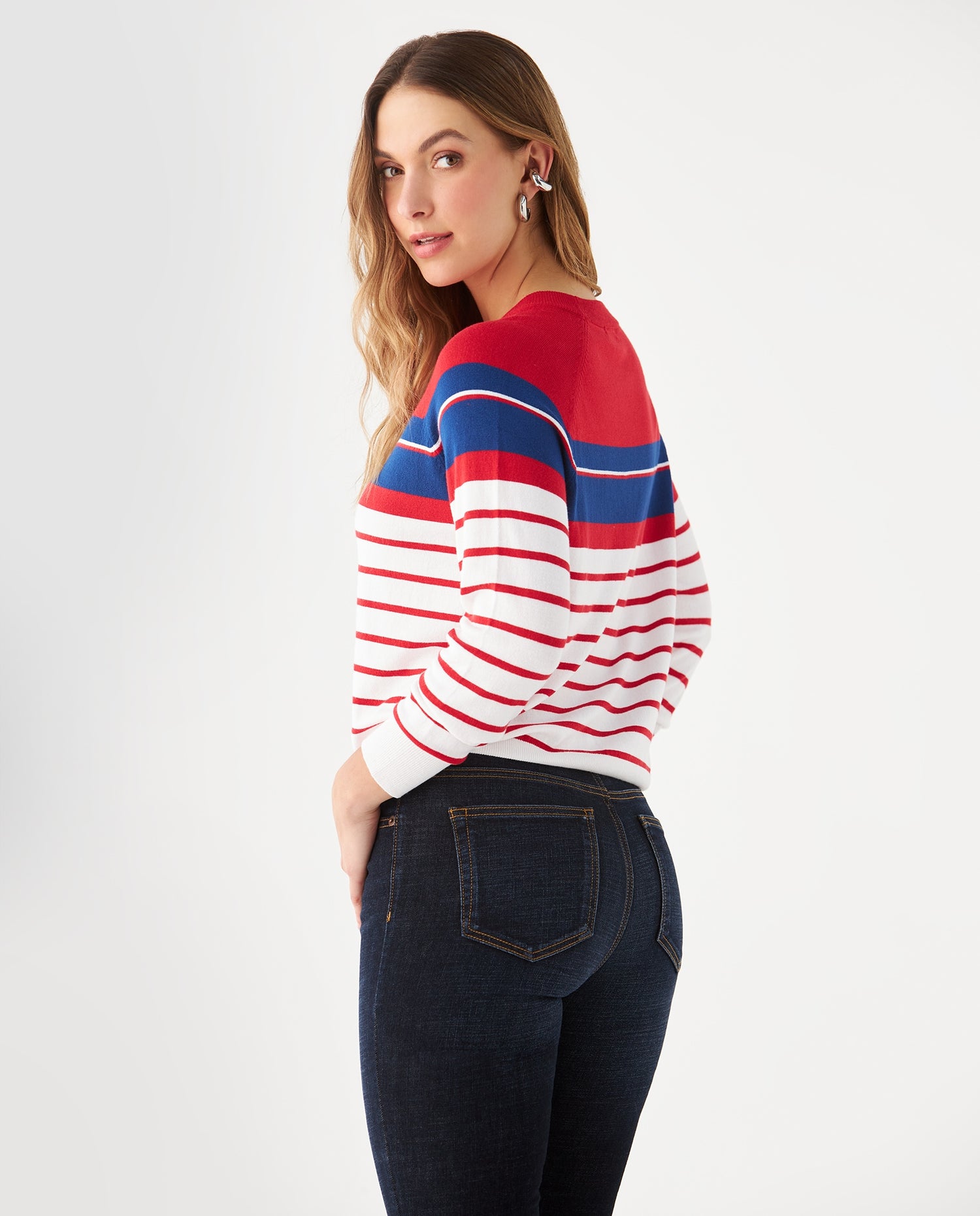 Suéter con diseño a rayas para mujer - Crudo