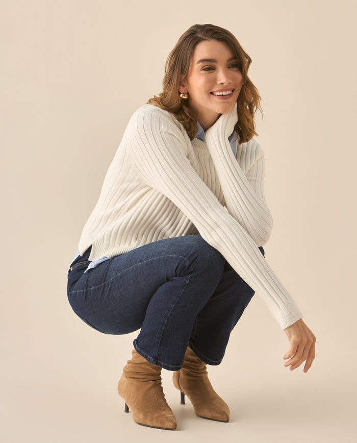 Buzo con textura suave imitación camisa para mujer  - Crudo 34_669G202_CRU110604_0